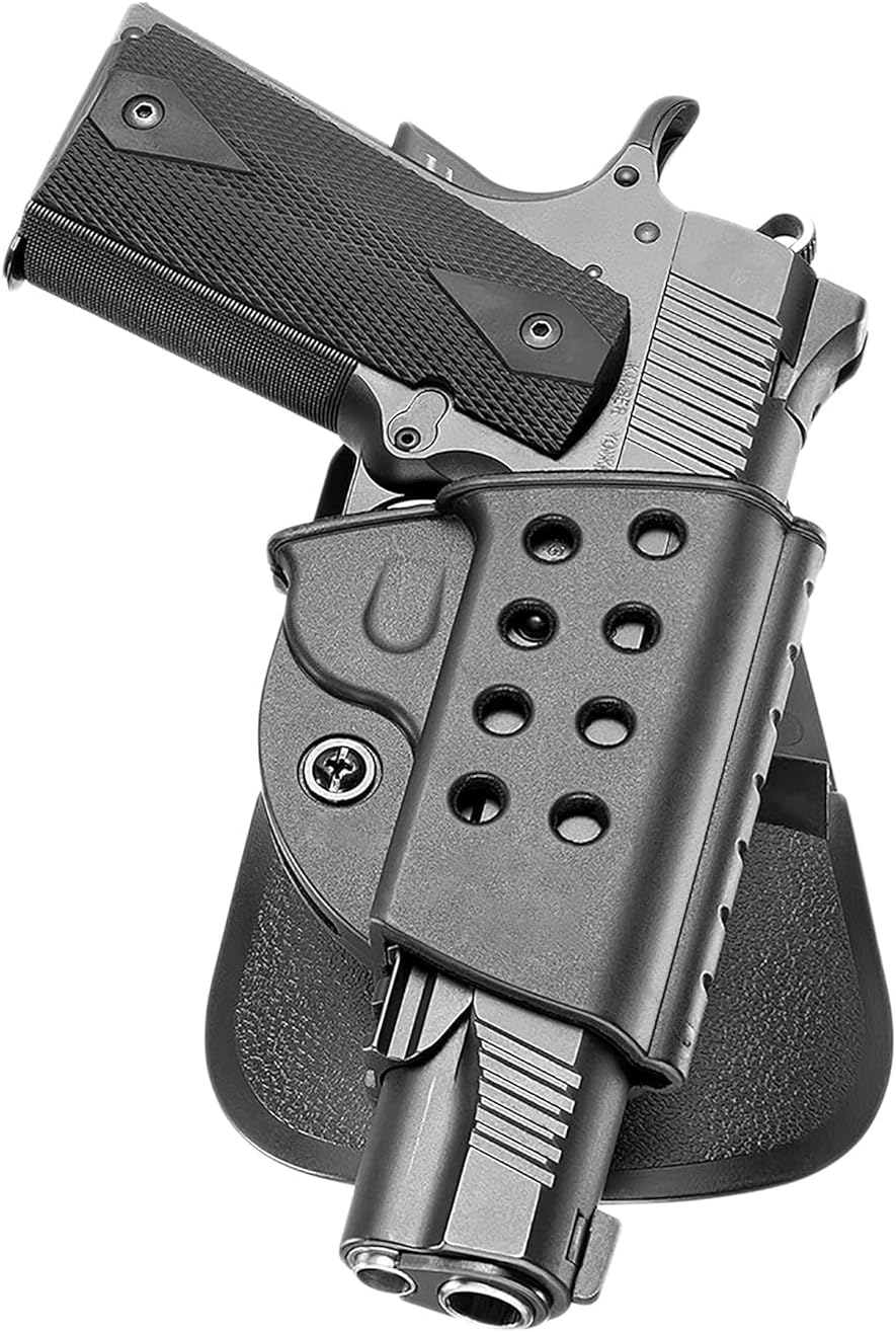 Gun Clip, Standard Holster RH Paddle Low Profile Slim Concealed Carry Easy Install R1911 1911 Style with Rails Kimber TLE/RL & Springfield (Black)