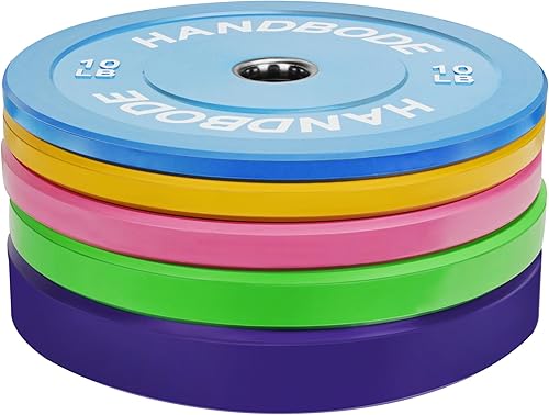 Miniatura 5 de Handbode Placas de parachoques placas de peso olímpicas, placa de goma coloreada para levantamiento de pesas y entrenamiento de fuerza