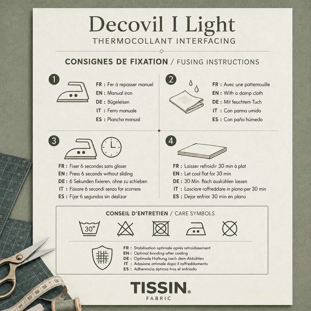 Entretela termoadhesiva estable de aspecto de piel Decovil I Light – 300 x 90 cm – Cupón tejido procedente de un rodillo Vlieseline – Refuerzo para bolsas, bolsas, sombreros y accesorios de costura