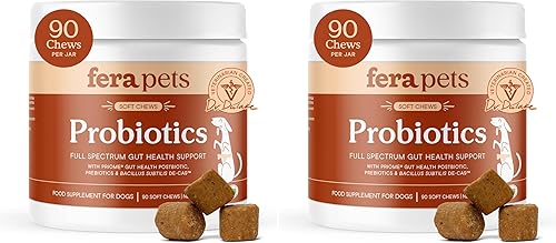 Vista 11 de Fera Pets Probióticos para perros con prebióticos y postbióticos – Apoyo para la salud intestinal de espectro completo – Promueve un microbioma