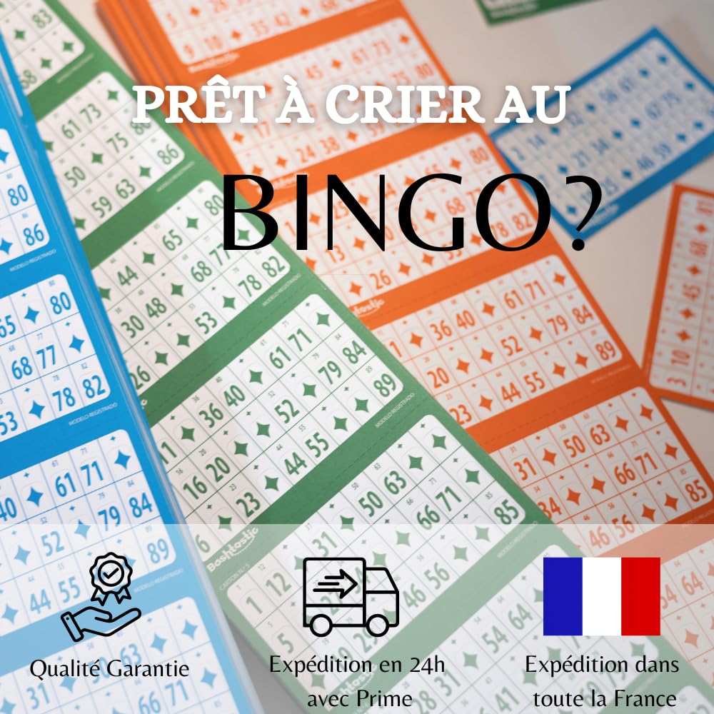 Lot De 102 Cartes De Bingo Grandes - Découpées Et Réutilisables - Bingo 90 Boules - Format 16x10 Cm - Bleu
