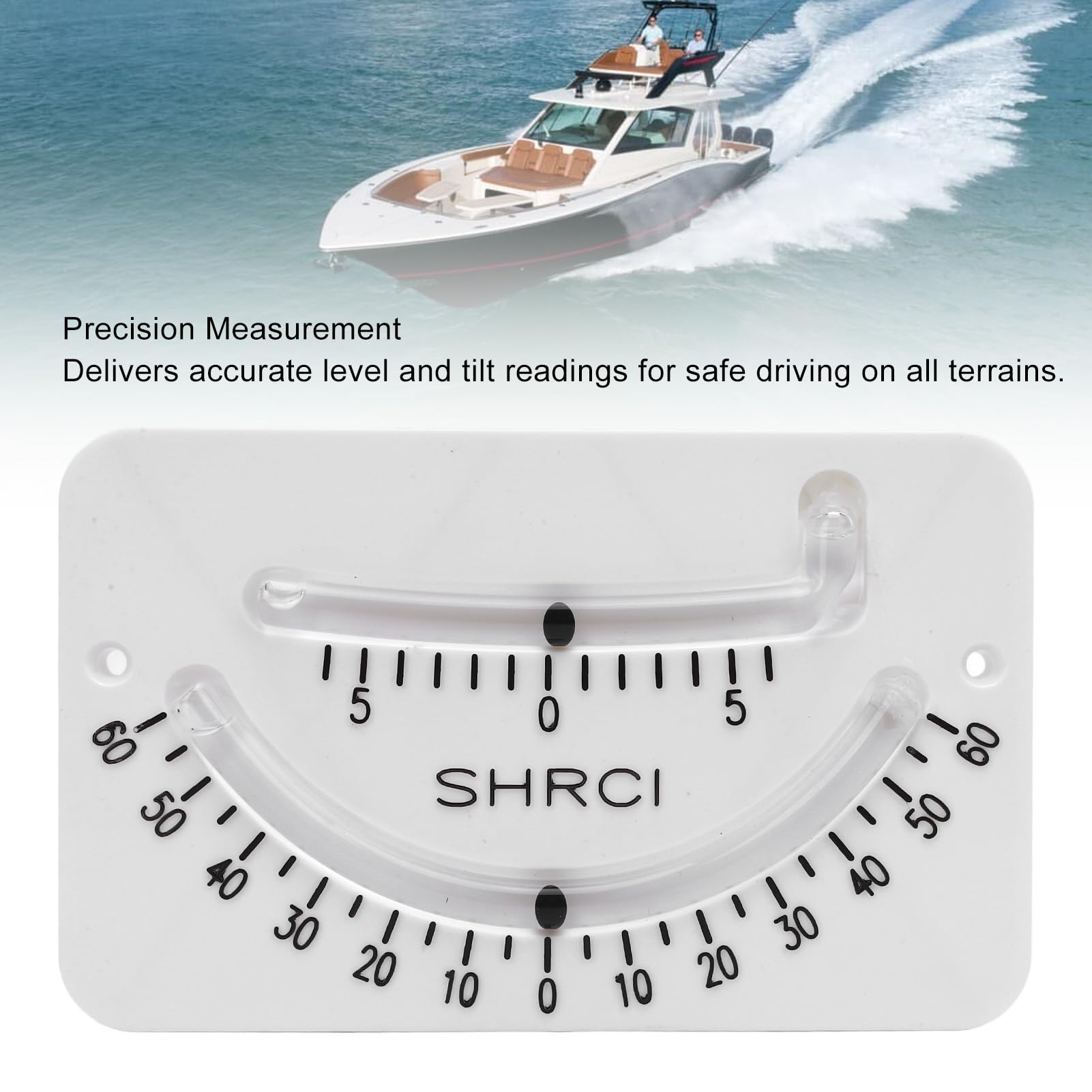 Shatter Proof ±45º Inclinometer Black, Multi Purpose Angle Indicator, Dual Scale Inclinometer Accurate Measurement for Off Road Vehicle Truck RV Trailer Boat, 2 Screws