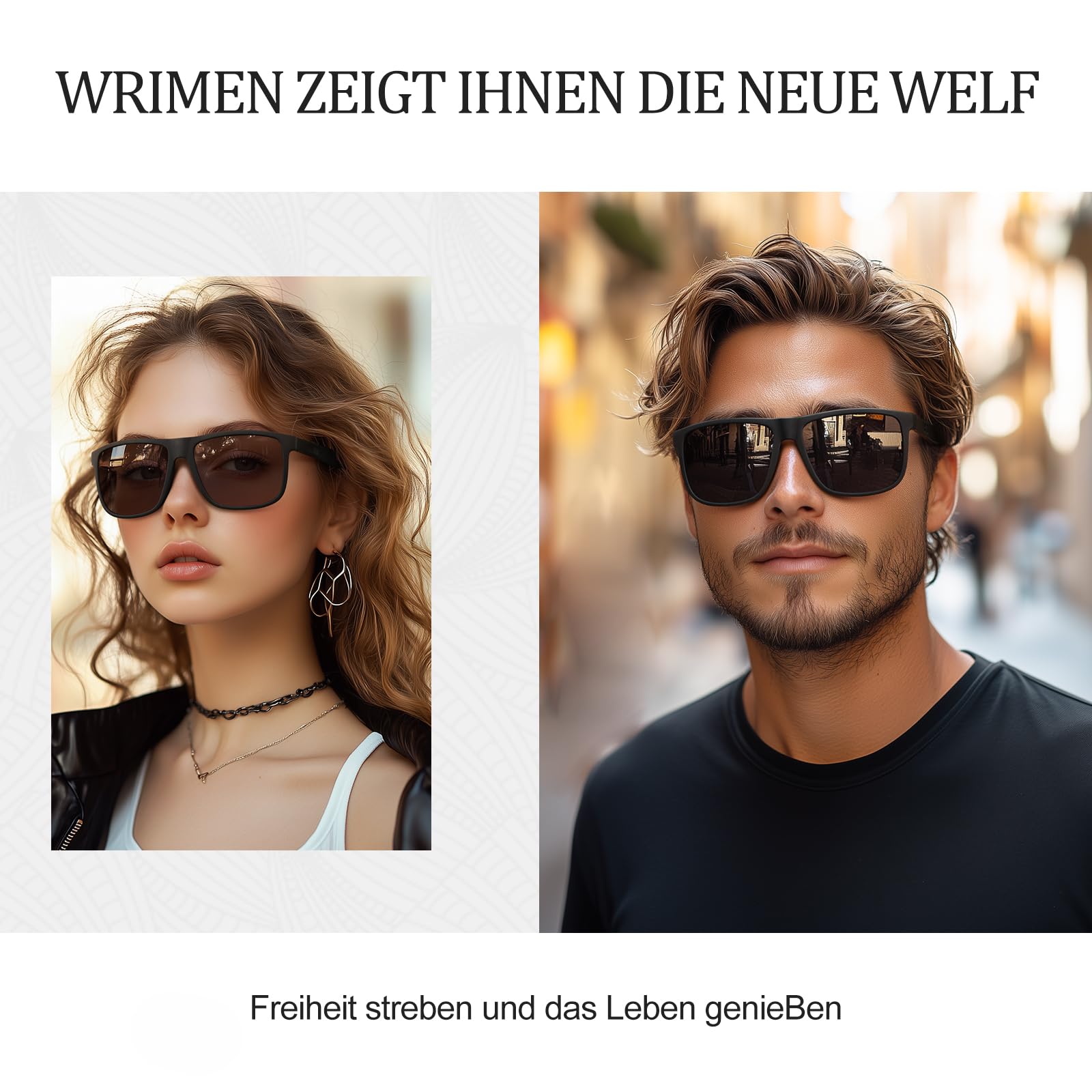 Sonnenbrille Herren-Polarisiert-UV400 Schutz-Mode-Retro-Unisex-Ultraleicht-Sonnenbrillen-Klassisch Rechteckig-Outdoor Sport Brille für Fahren Reise Angeln