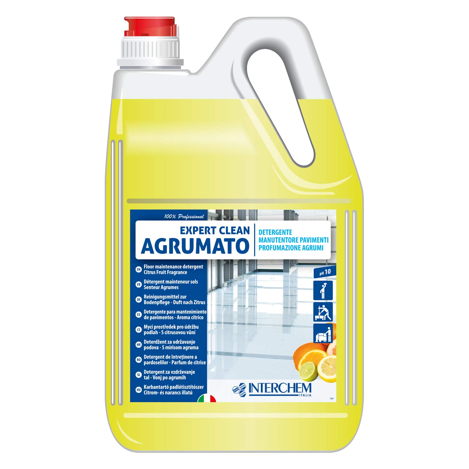 Interchem EXCAK5X4 Expert Clean Agrumato Detersivo Manutentoreper Pavimenti Superconcentrato Profumato, 4 Taniche da 5 kg