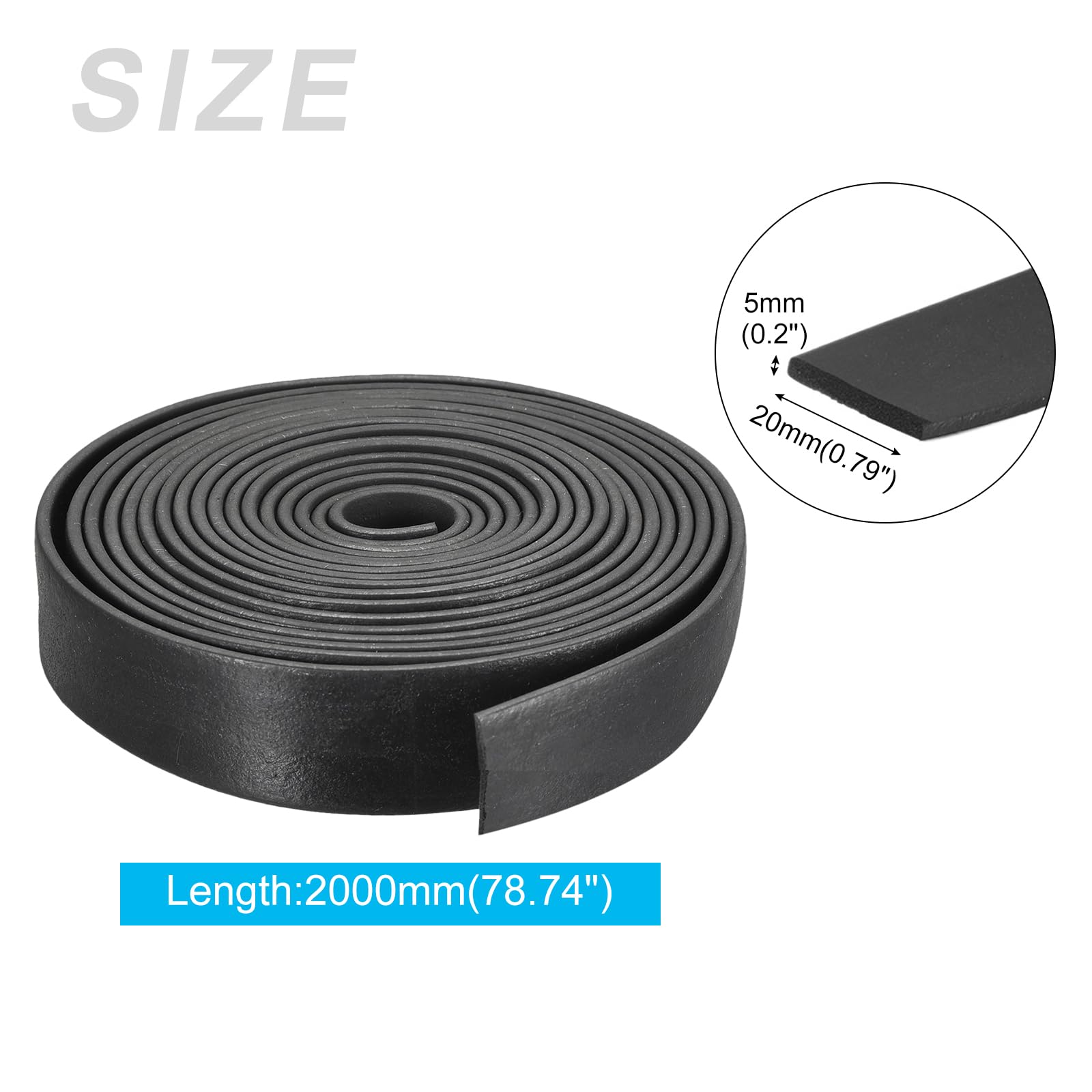 METALLIXITY EPDM Solid Rubber Strips (78.74" L x 0.79" W x 0.2" T) 1Pcs, Rubber Neoprene Seal Strips - Image 2
