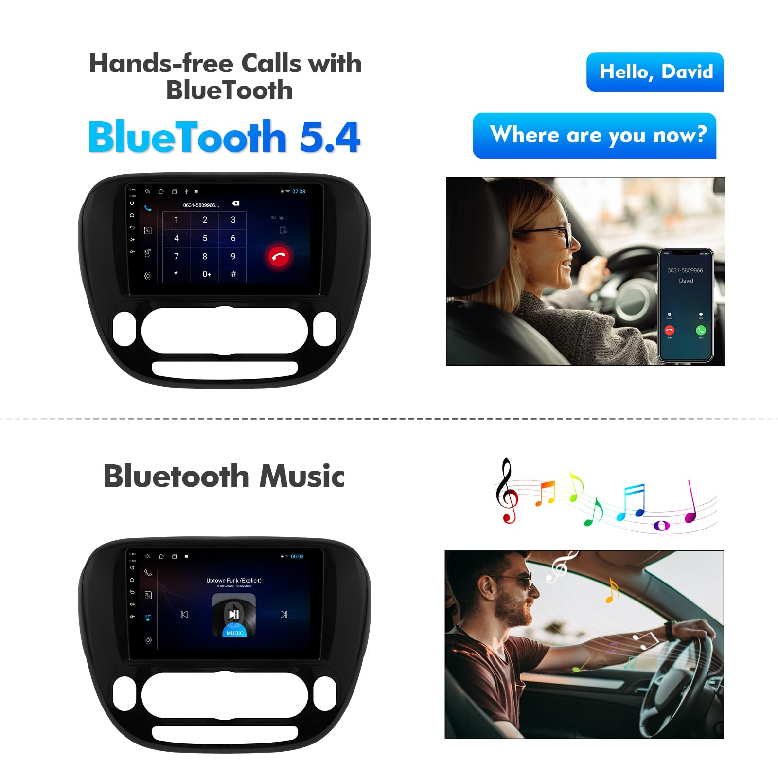 Android 13 Double Din Car Stereo For Kia Soul 2014-2019 - 9" Touchscreen With Wireless CarPlay & Android Auto