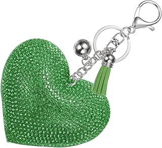 PATIKIL 女性用ラインストーンキーホルダー、かわいいキラキラハート型パースチャーム、バッグ、ハンドバッグ、車のキー用。