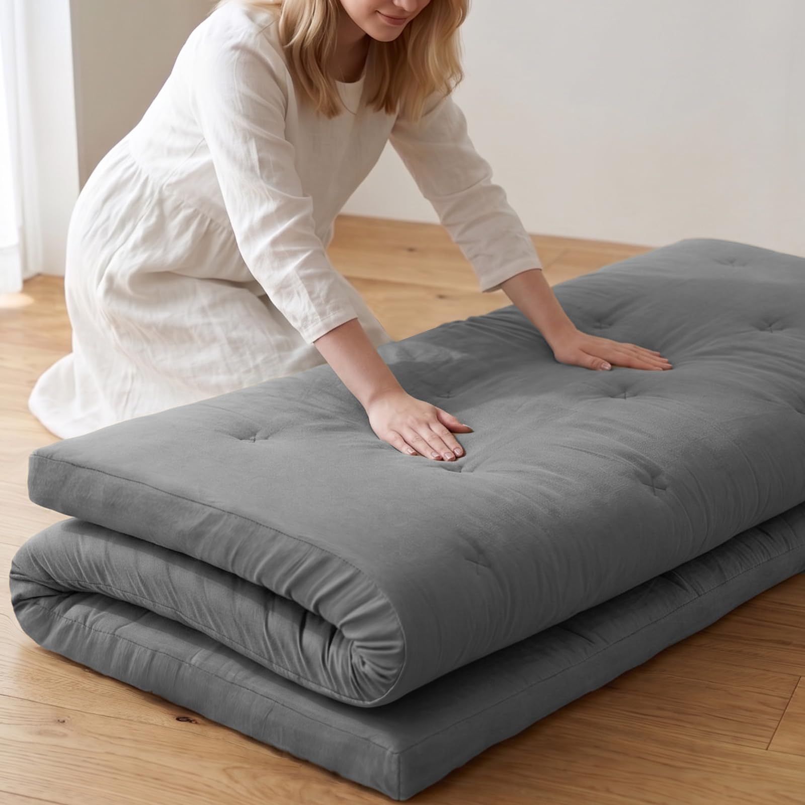ZonLi Japanese Floor Mattress, 100% Cotton Washable Cover Futon Mattress