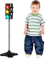 Hiboom 28.3 Inch Traffic Light Toy with Lights & Sounds - 2-in-1 Manual/Auto Educational Safety Signal for Kids, 4-Sided Play