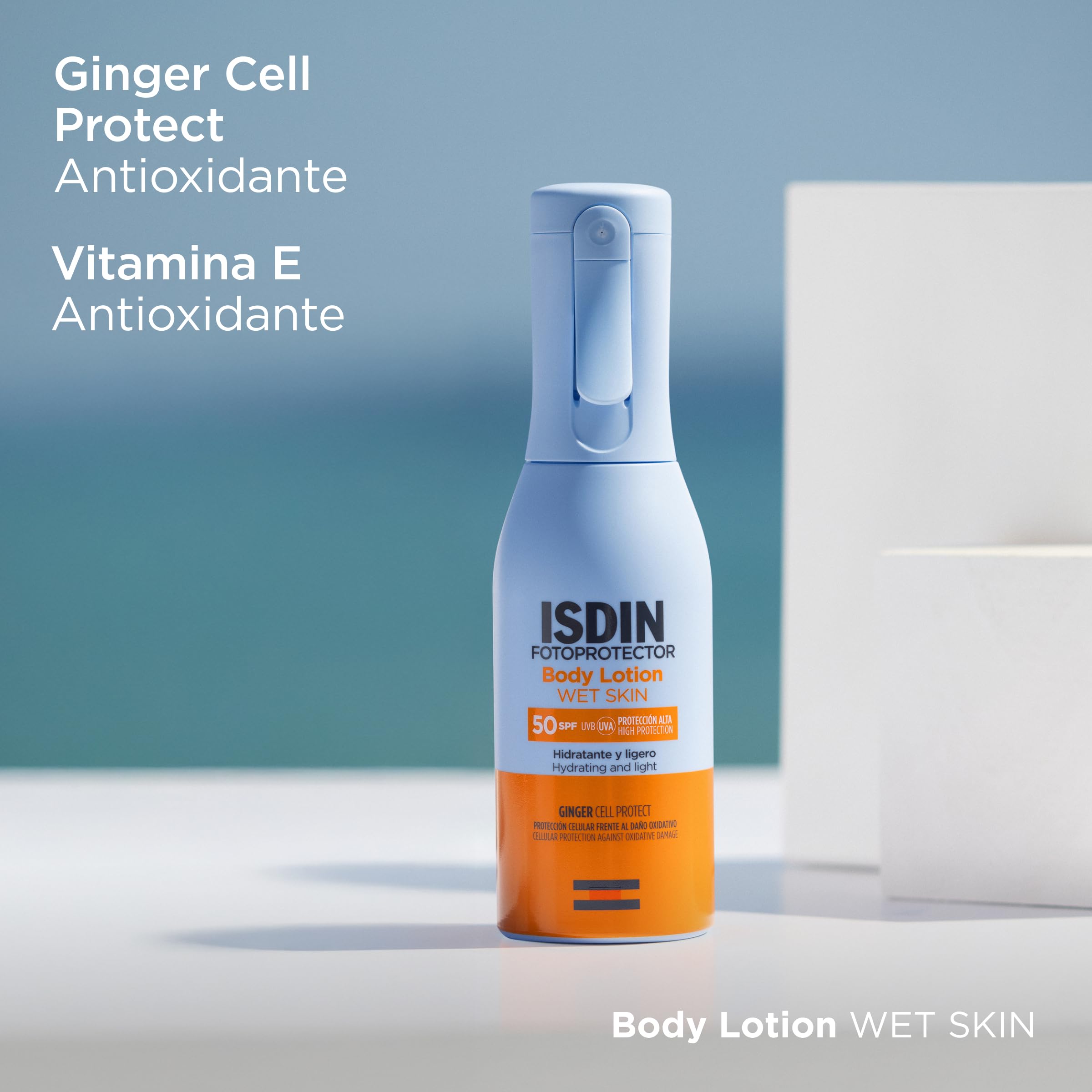 ISDIN Fotoprotector Body Lotion SPF50, Protector solar corporal ligero en pistola, Crema solar que hidrata intensamente la piel, 250ml