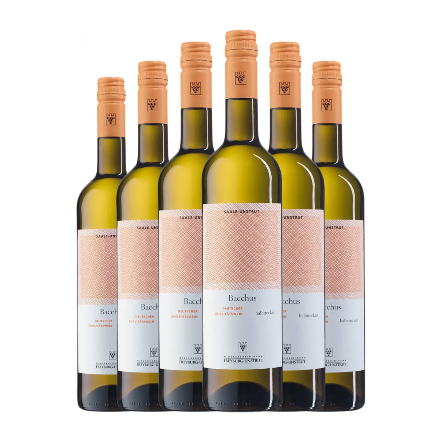 Freyburg Unstrut Bacchus Halbtrocken Halbsüß 75 cl Weißwein (Karton mit 6 Flaschen von 75 cl)