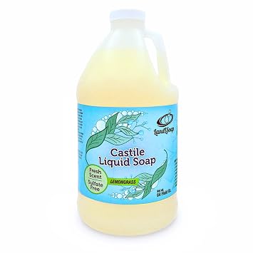 Lemongrass Pure Castile Liquid Soap for Face, Hand & Body Wash-Vegan, Non-GMO, Made in USA, All Skin Types, Dry & Sensitive Skin 64 fl. oz.