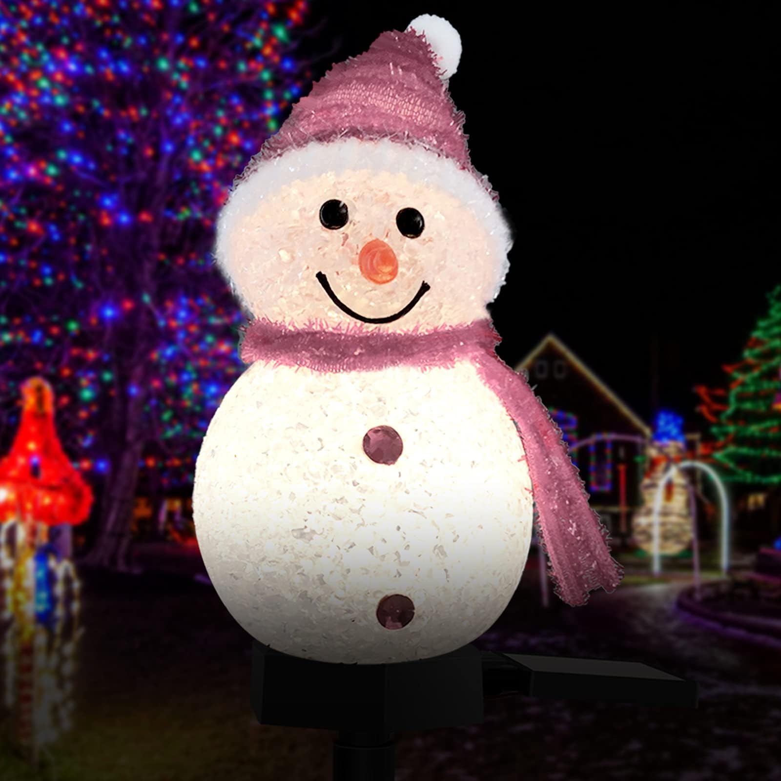 Snowman Solar Light Chrstmas Holiday Decor lamp Outdoor Decoration Smiling Snowman for Garden ,Yard Pathway Crossing Light