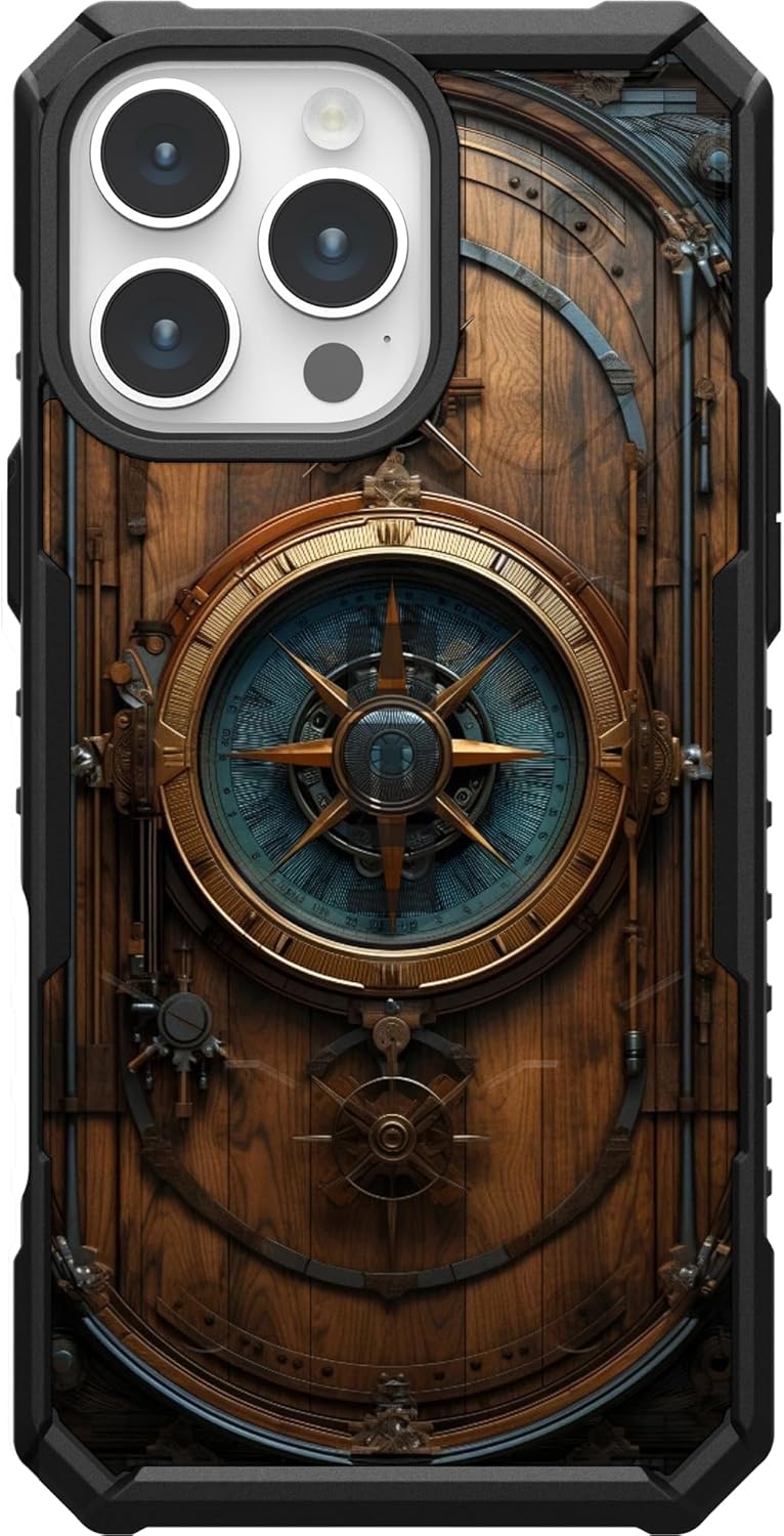 EGO TACTICAL UAG Urban Armor Gear case Compatible with MagSafe for iPhone 16 Pro Max [6.9" Screen] Limited Edition Printed in The USA - Wood Door Compass Legend