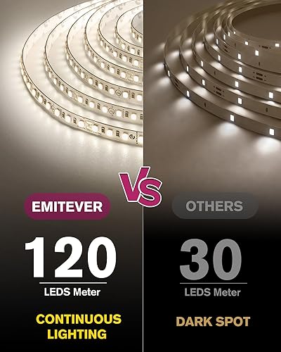 Miniatura 2 de EMITEVER Tira de luces LED de color blanco neutro, cinta LED de 4000 K, 24 V, 16.4 pies, certificación UL, Ra 95+, IP30, 2.9 Wft, 240 lúmenespie,