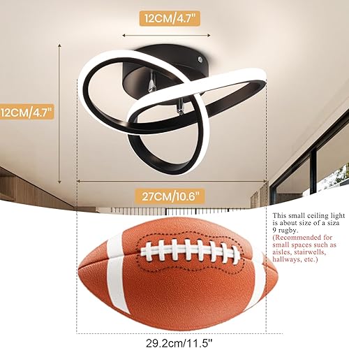 Miniatura 6 de Moderna lámpara LED de techo, luz diurna blanca y negra de 4500 K, lámpara de techo semiempotrada para dormitorio, baño, cocina, balcón, lavandería,