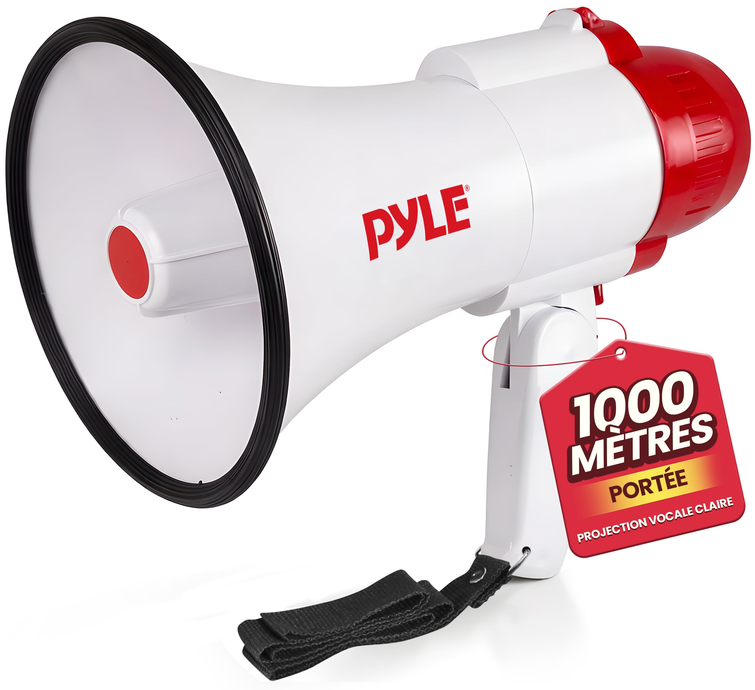 PYLE Haut-Parleur Mégaphone Léger - Mégaphone Porte-Voix avec Sirène Intégrée, Contrôle du Volume Réglable et Portée de 732 mètres