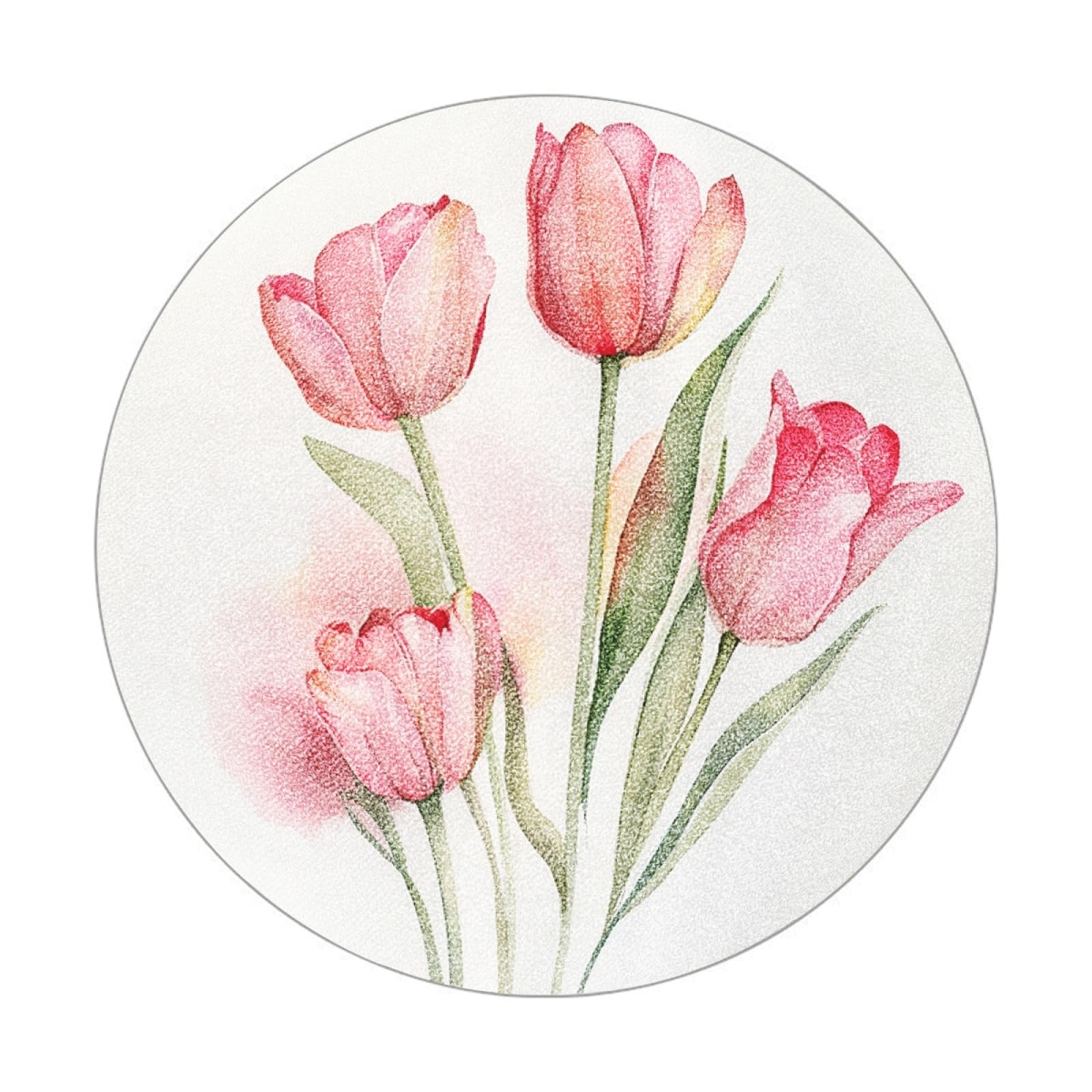 Tapis lavable rond enfant 90 cm style fleur pour intérieur et terrasse