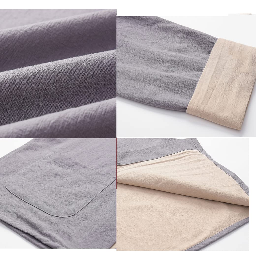 Cotone E Lino Spessa Tai Chi Uniform Abito Tange Abito Cinese Abiti Tradizionali Uomini Abiti Arte Marziale Kung Fuformi Top a Maniche Lunghe Traspirabili blue1-3XL
