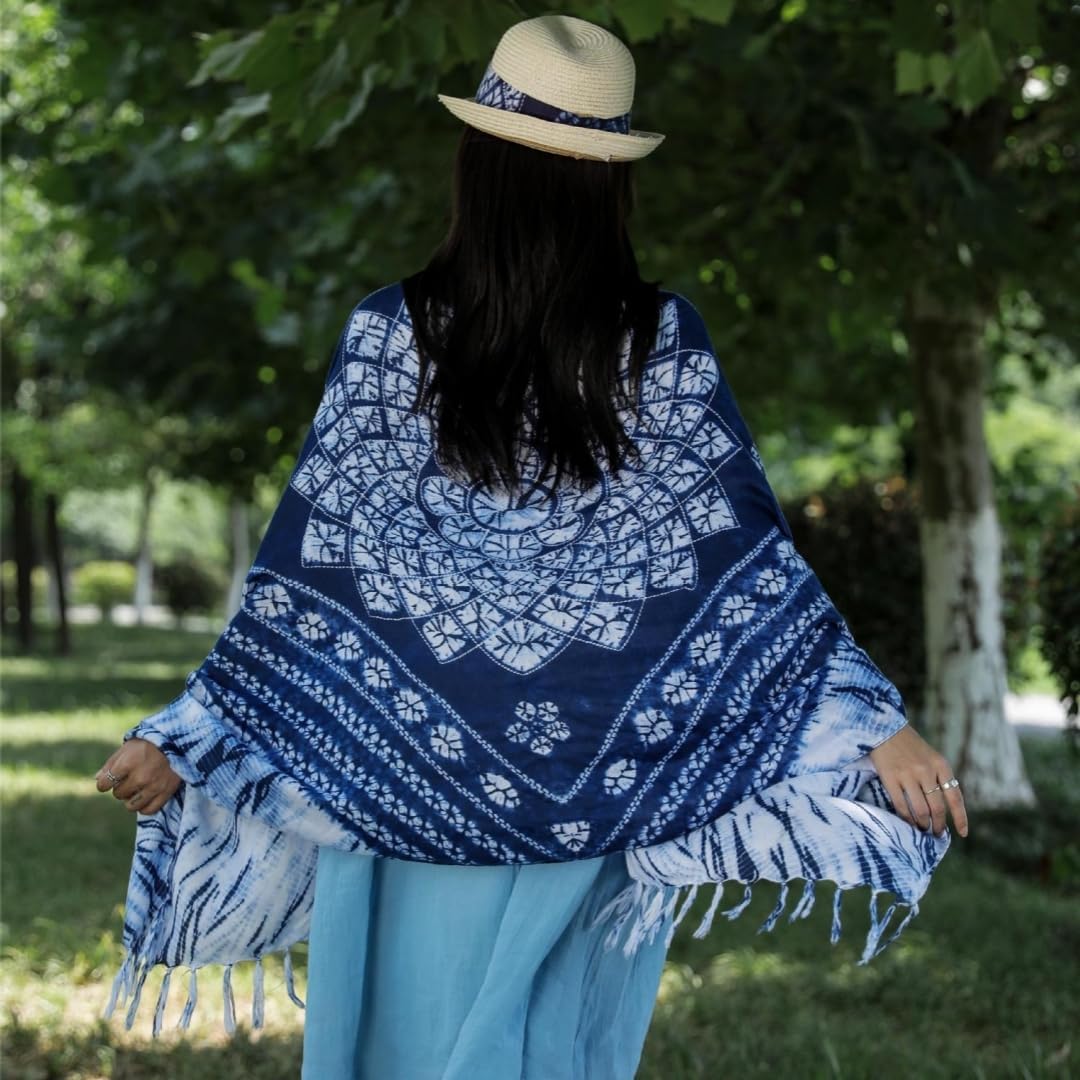 WaJuemy Tie Dye Scarf for Women Large Lightweight Cotton Boho Scarves Shawls Soft Travel Wraps Spring Summer Fall Cover Up