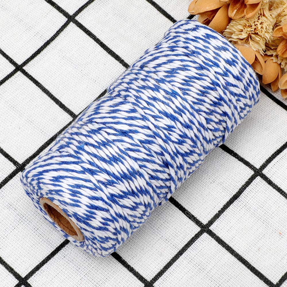 KINGLAKE natur Jute Bindfäden 300 Füße Best Kunst Handwerk Geschenk Bindfäden Weihnachten Bindfäden Industrie-Verpackung Materialien Langlebig Saite für Anwendungen im Garten Dark Blue & White