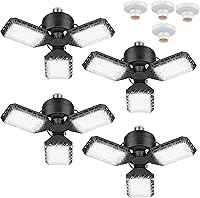 Vista 1 de 4 paquetes de luces LED para garaje, 60 W, luz de techo de garaje deformable, 8000 lm, E26, luces de sótano con 3 paneles LED ajustables, se adapta