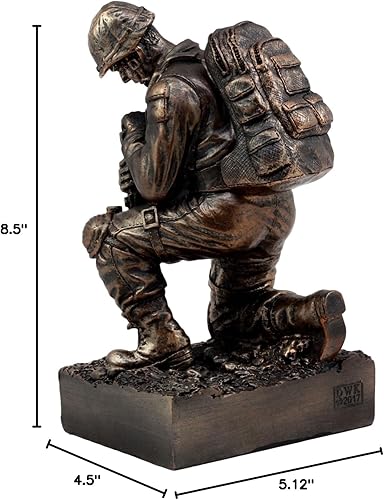 Miniatura 10 de Ebros Gift Battlefield - Estatua de soldado arrodillado de 8.5 pulgadas de alto, unidad de combate militar de honor y valor, figura de hermano en