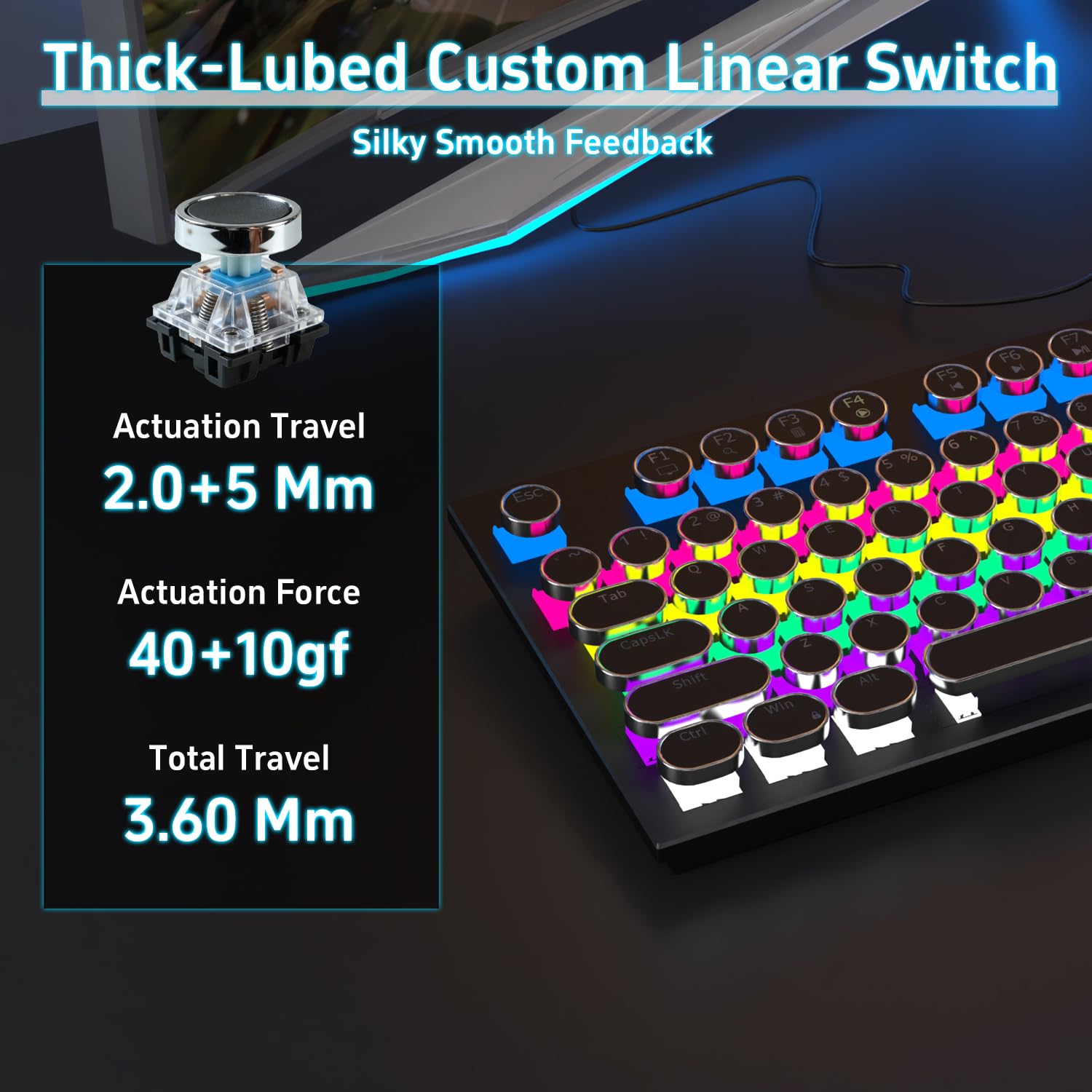 Ensemble de clavier de jeu mécanique punk bleu – Clavier USB filaire avec commutateurs bleus à clic, touches ABS, rétroéclairage RVB de couleurs mélangées avec souris et tapis de souris