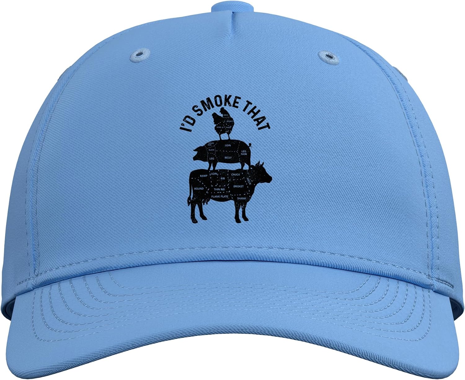 Chef Butcher BBQ I'd Smoke That Pork Beef Funny Father's Day Adjustable Baseball Hat image 2