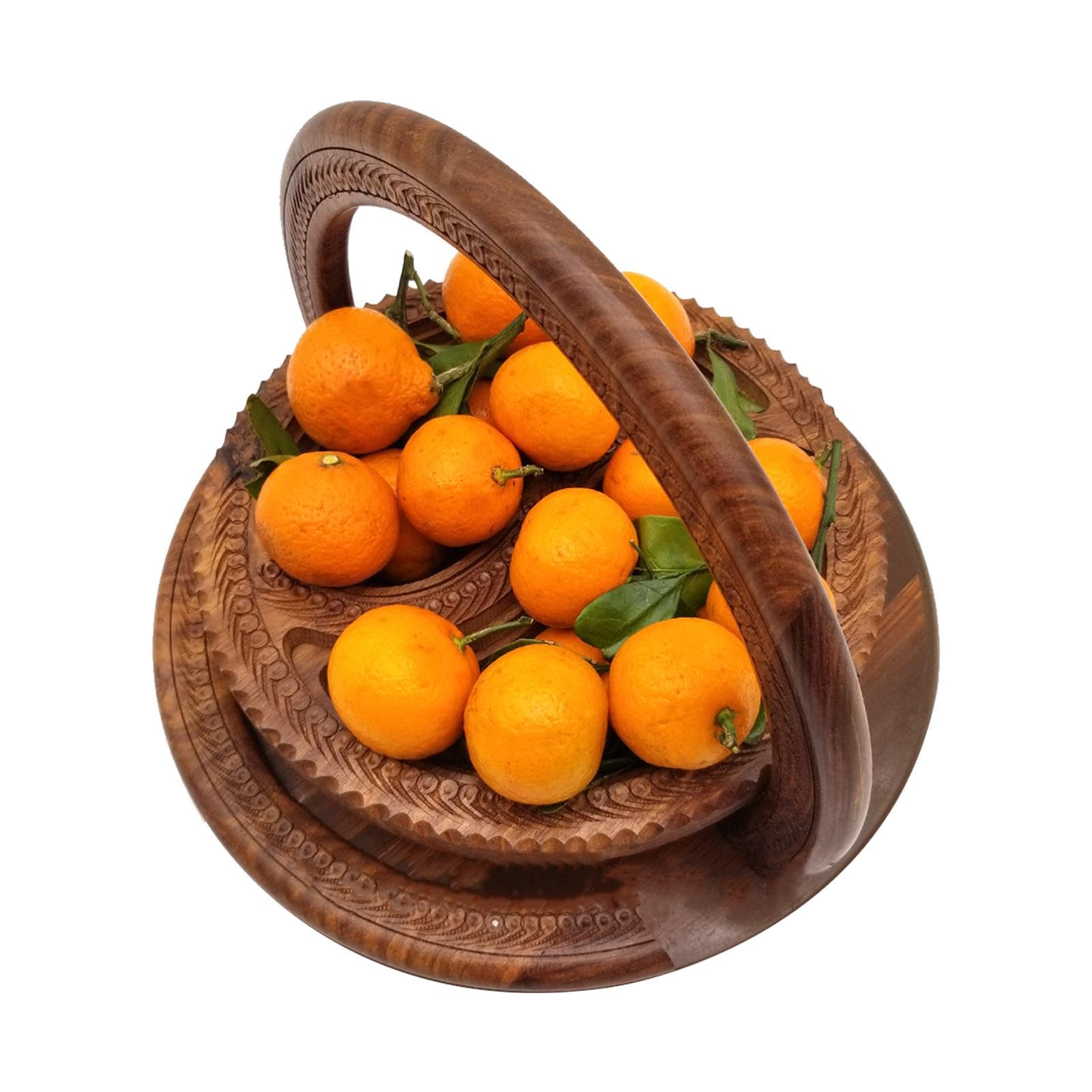 Corbeille à fruits en bois – Plateau de service pliable divisé en 4 compartiments | Paniers pliables pour , noix, bonbons, fruits, noix | compartiments | Paniers pliables pour , noix, bonbons, fruits, noix