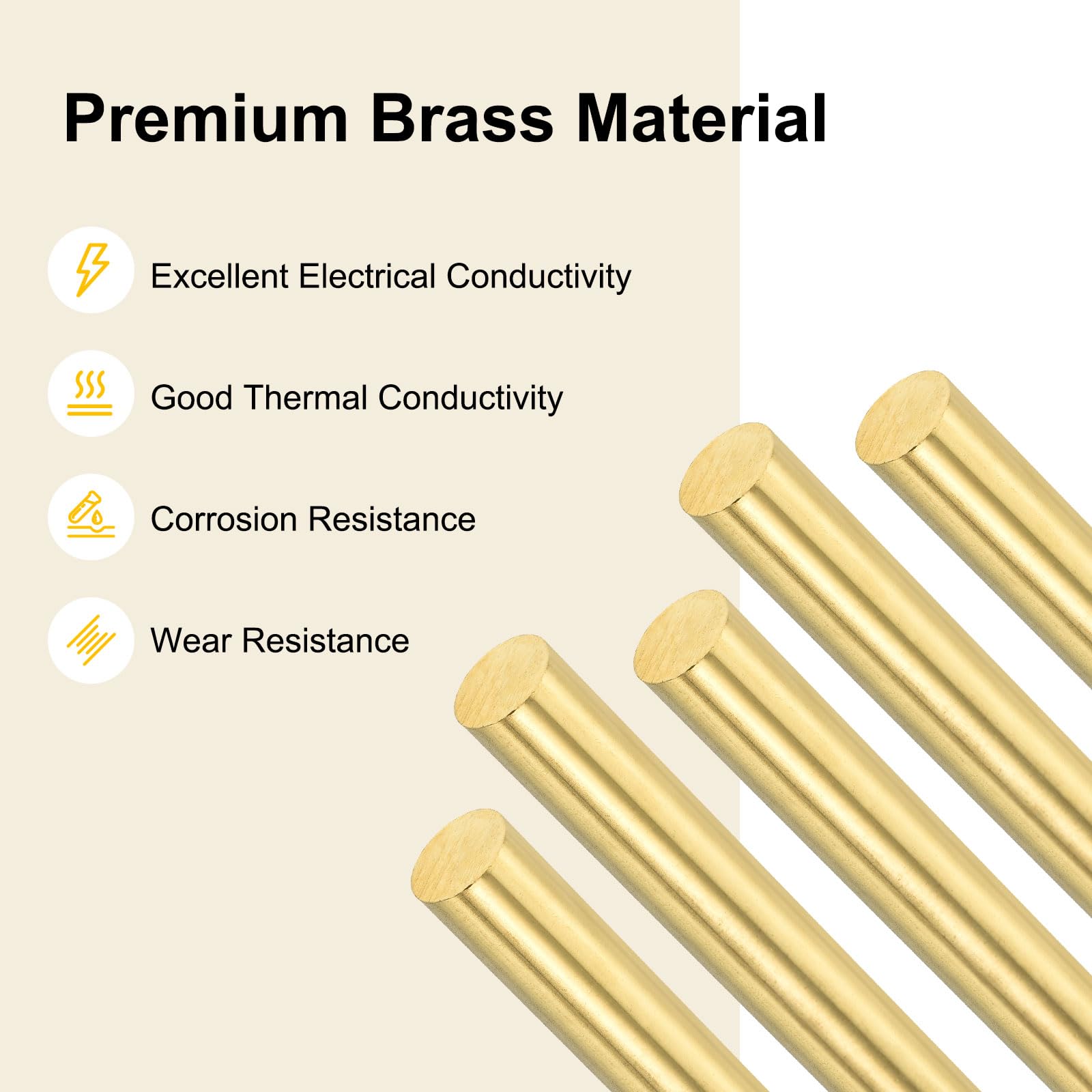 M METERXITY 4-Pack Brass Rod, 8mmx100mm H59 Solid Brass Round Rods for Knife Handle Pins Material Knife Making Supplies/Shaft Pins Crafts/Model DIY, Lathe Rivet Dowel Stock Brass Tube