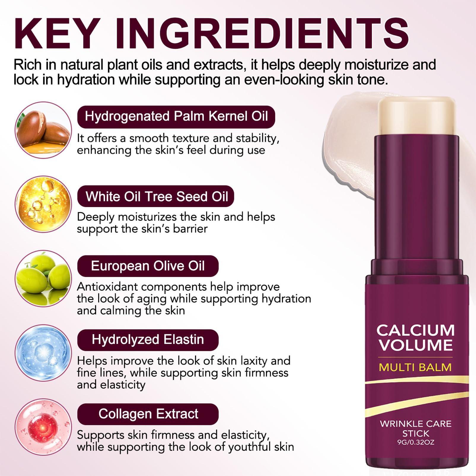 Calcium Volume Multi Balm, Cemenrete Calcium Multi Balm Stick, Crème contour des yeux anti-âge contre les rides et les lignes fines, Baume contour des yeux au collagène Crème hydratante pour les yeux