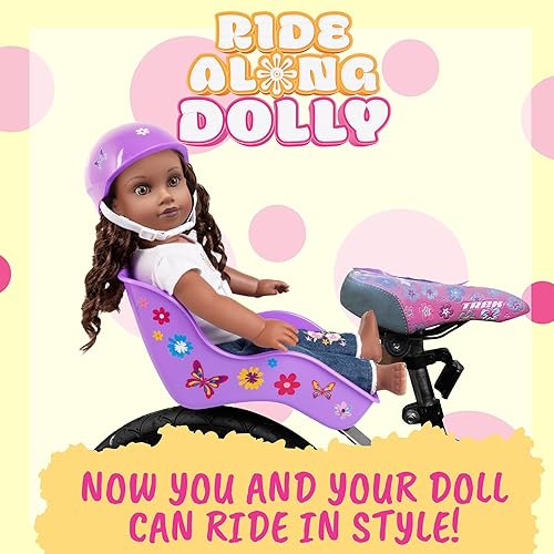 Miniatura 2 de Ride Along Dolly Asiento de bicicleta y casco para muñecas de 18 pulgadas (rosa) - Accesorio de accesorio para bicicleta de muñeca con calcomanías