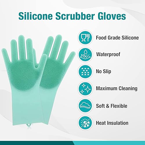 Miniatura 7 de Guantes de lavado para perros con depuradores de cerdas, guantes de silicona reutilizables, ideales para limpiezabaño de mascotasmasajes y aseo.