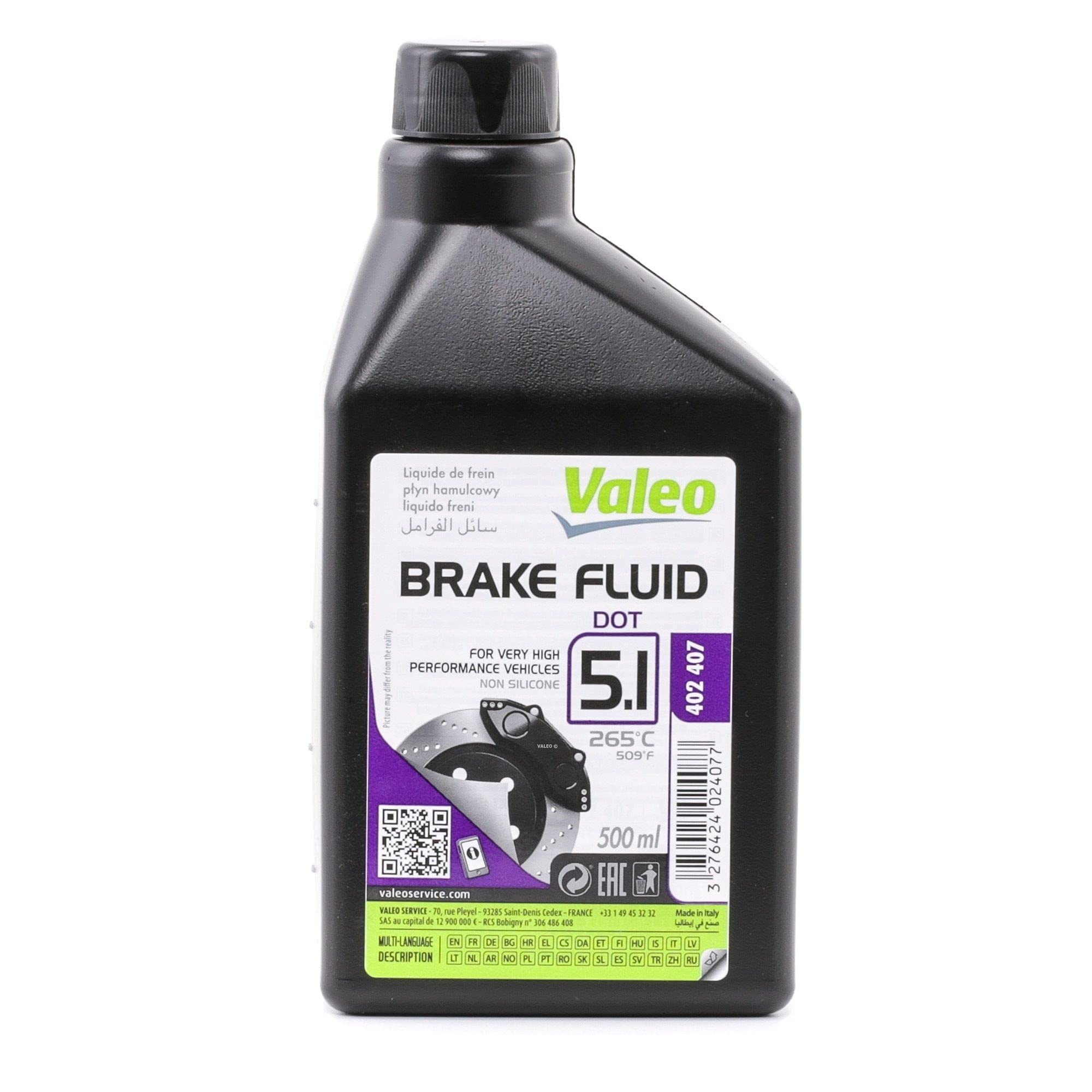 Valeo BRAKE SYSTEMS Brake Fluid 402407, DOT specification: DOT 5.1, Content [litre]: 0,5, Packing Type: Bottle