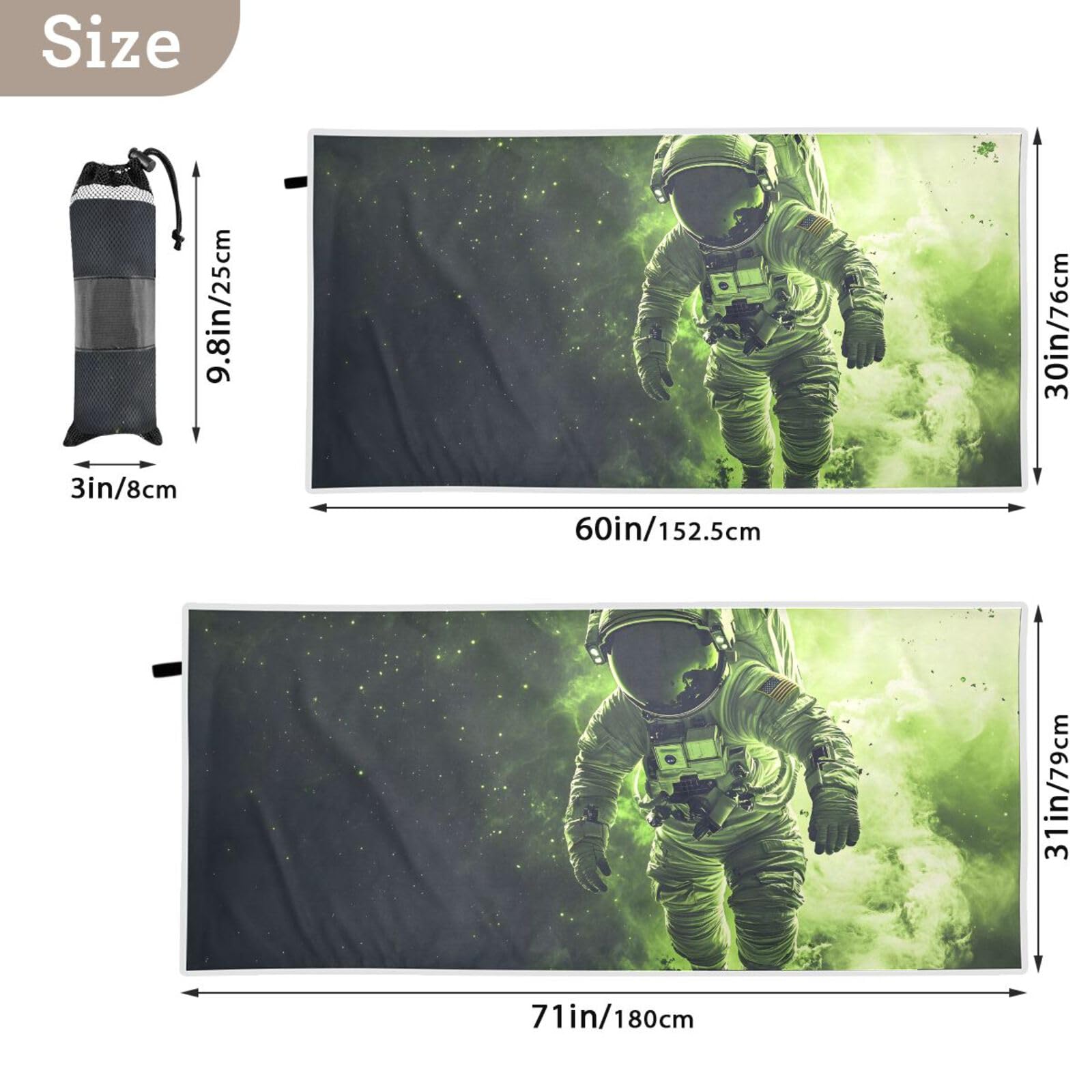 YMXFXP Microfiber Beach Towel – Thin, Lightweight & Quick-Dry (30"x60") With Astronaut Jellyfish Print, Sand-Free & Portable - View #8