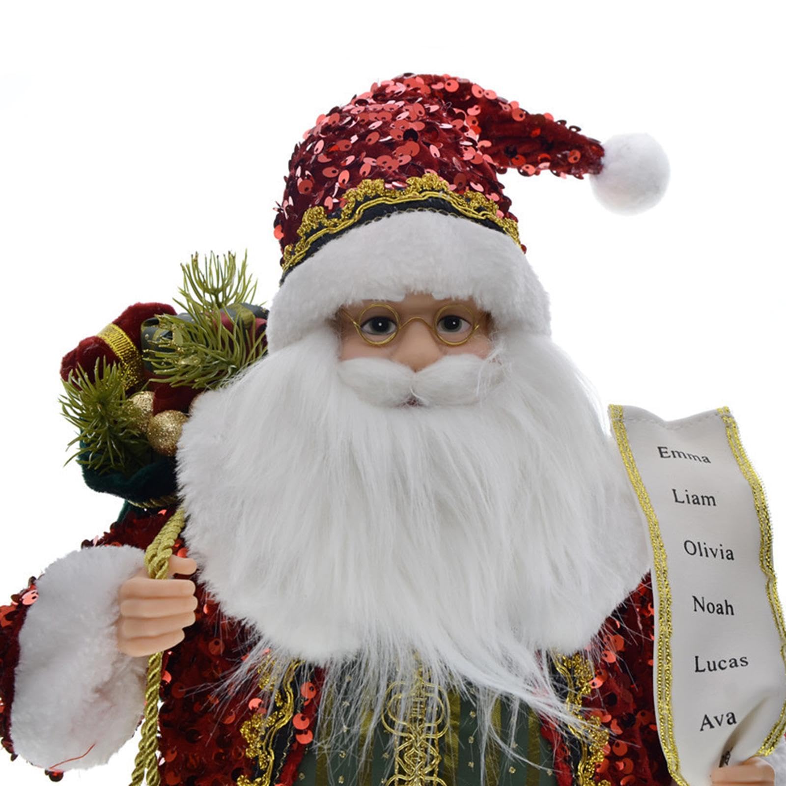 predolo Muñeco navideño de Papá Noel, decoración navideña con Lentejuelas de 45cm de Altura para Ambiente Festivo, 2023, Rojo