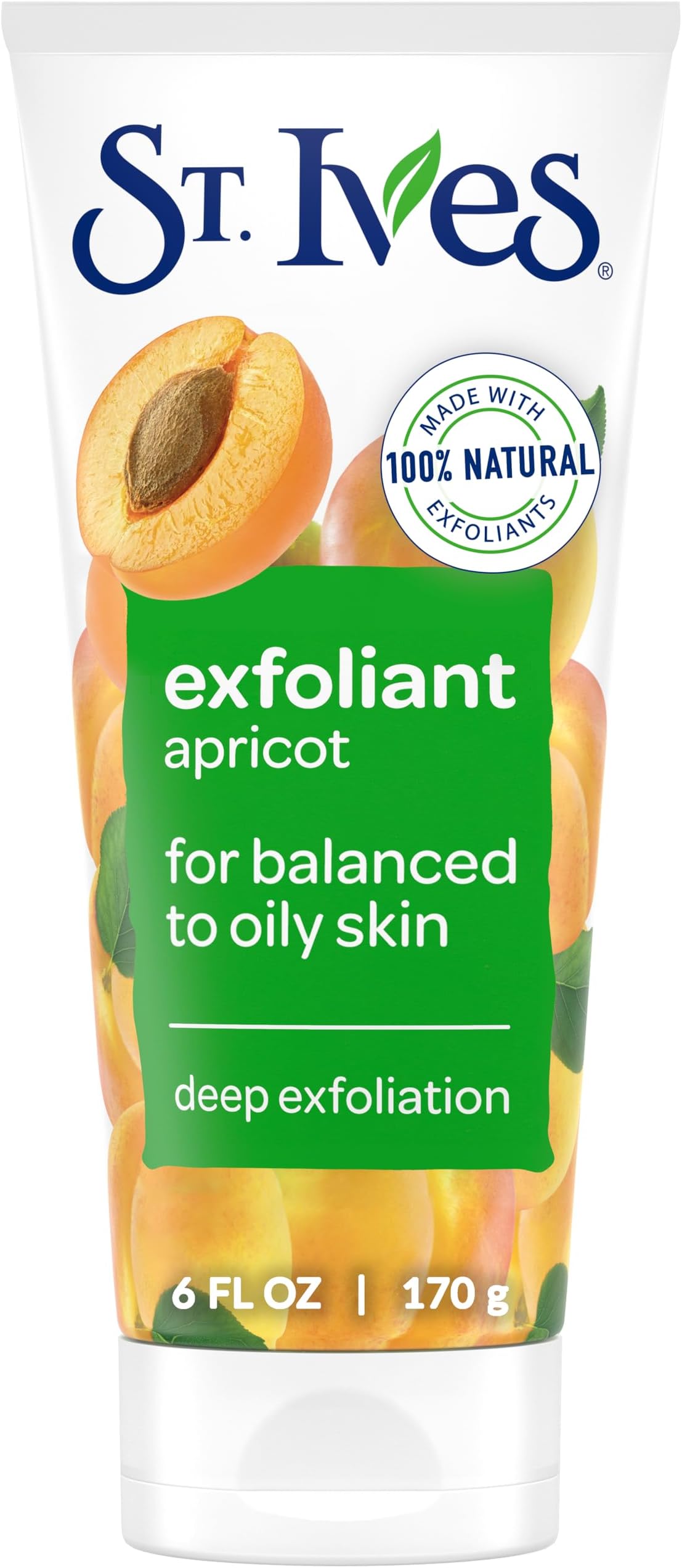 St. Ives Fresh Skin Apricot Face Scrub with 100% Natural Exfoliants & Extracts|Deep Exfoliating Scrub for Glowing Skin|Facial Scrub for Men & Women| Dermatologically Tested| Paraben-Free| 170gm