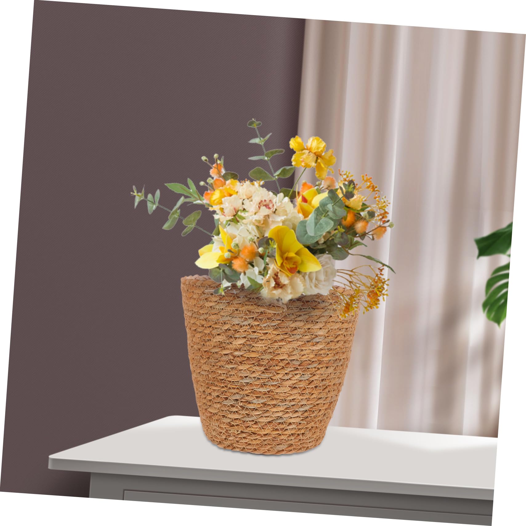 Gewebter Pflanztopf 2stücke aus Seegras und Pe Braun für Blumentopf