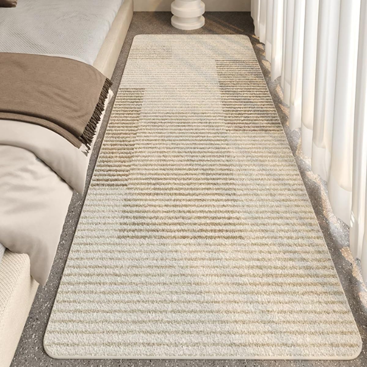Alfombra de noche de felpa, suave para dormitorio