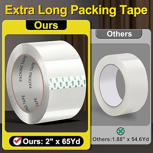 Vista 2 de Cinta de embalaje transparente, repuestos de cinta de empaque resistente 6 rollos, 5,1 cm x 59,4 metros, cinta de envío, cinta de caja, cinta