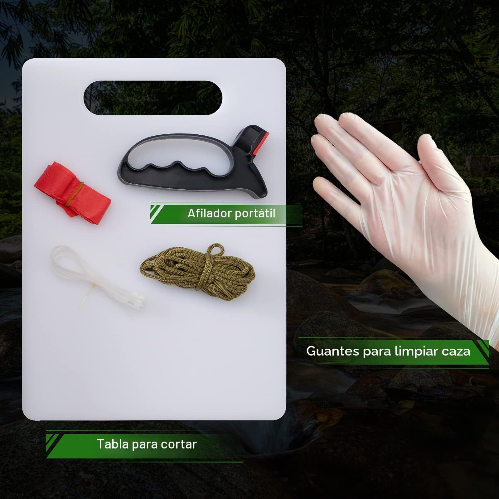 GVDV 14 Piezas Juego de Cuchillos de Caza, Cuchillo Desollador con Gancho para el Intestino, Cuchillo de Capa, Hacha, Sierra para Madera/hueso y Más