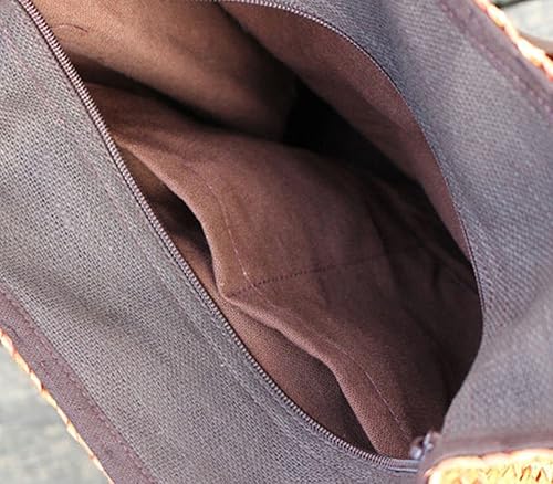 Miniatura 10 de QZUnique Bolsa de paja tejida a mano para mujer para verano playa bolso de mano retro de ratán bolsa de viaje con asa superior redonda de madera