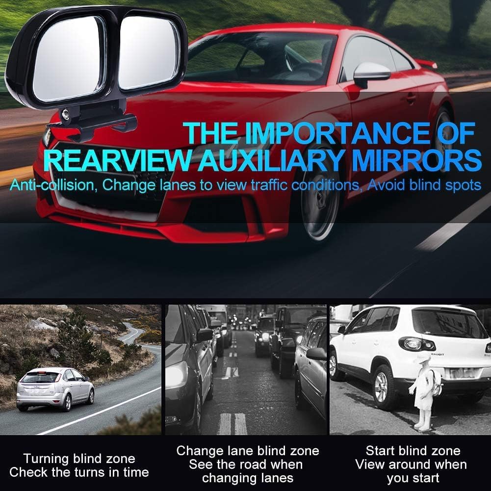 Biqing Blind Spot Mirror Black Adjustable Car Auxiliary Blind Spot Mirror for Car Universal Right 1 pack