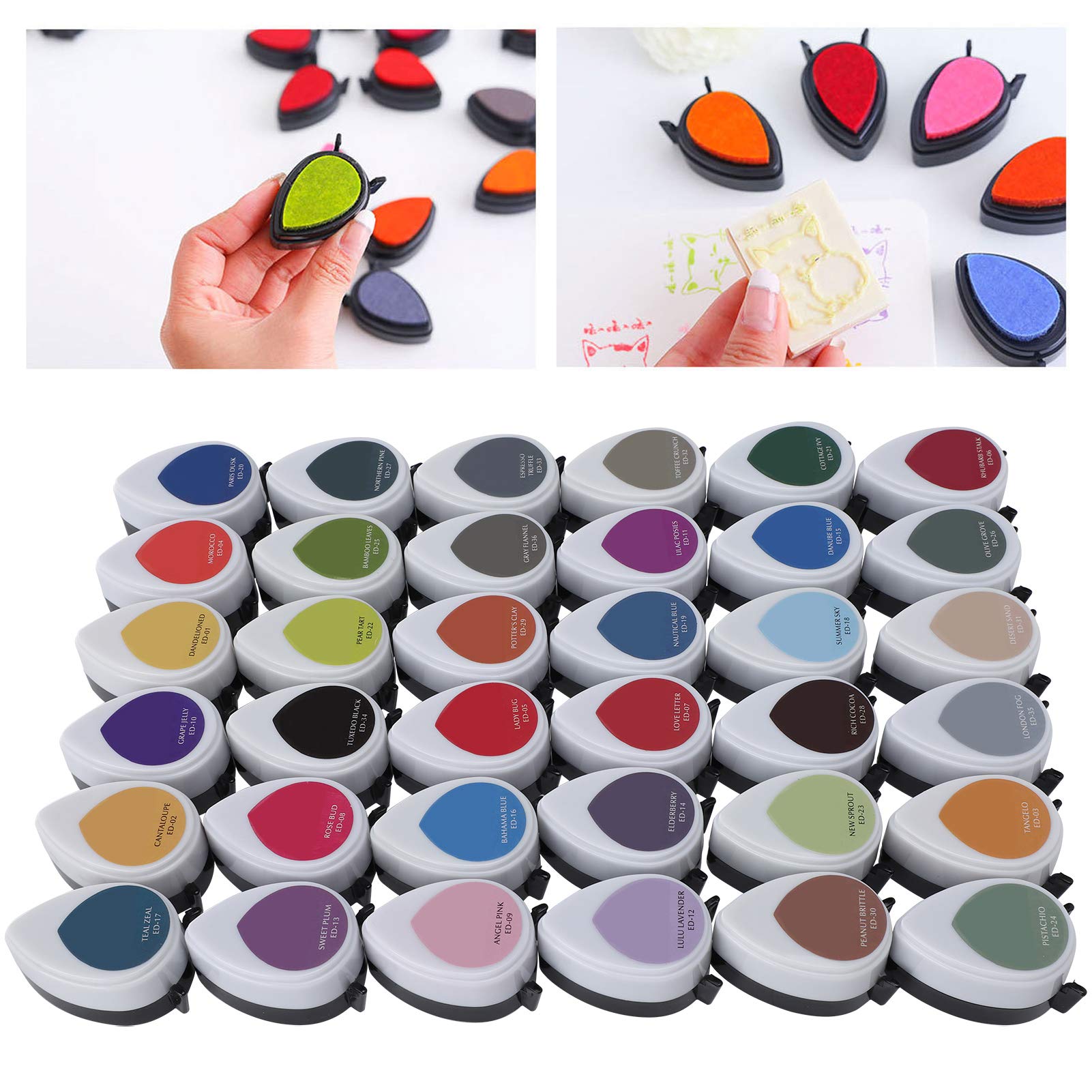 Set di 36 tamponi di inchiostro a forma di goccia, per timbri artistici fai da te, inchiostri a base d'acqua ad asciugatura rapida, per progetti creativi per adulti, 36 col