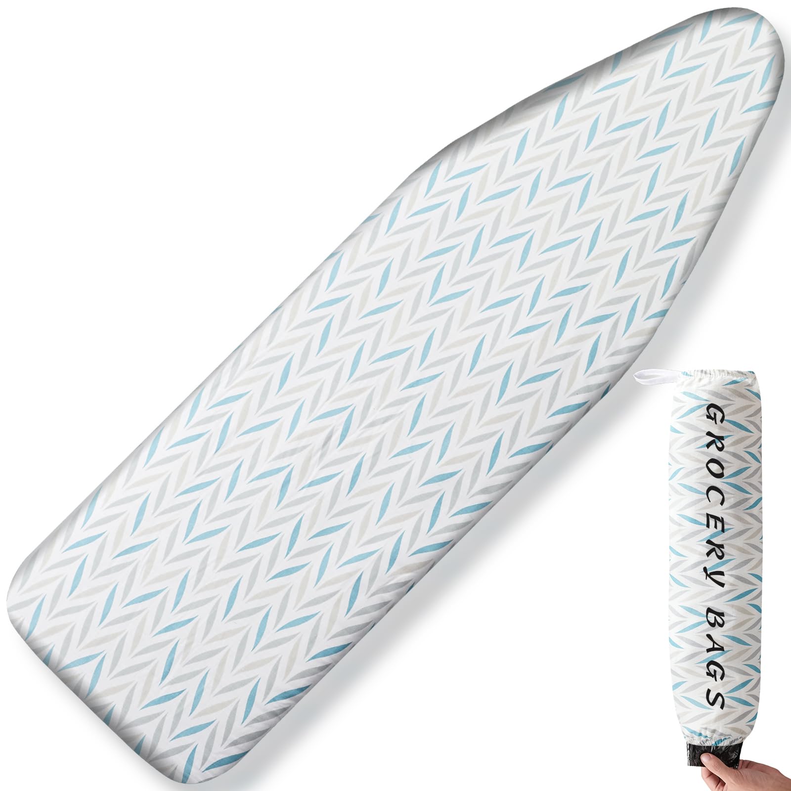 BNDX Ironing Board Cover with Padding for College Students - 15x54 Inch Thick 2 Click Buckles Household Moms Bedrooms, High Heat Resistance Eco-Friendly Material Easy-to-Use - Verdant Calm