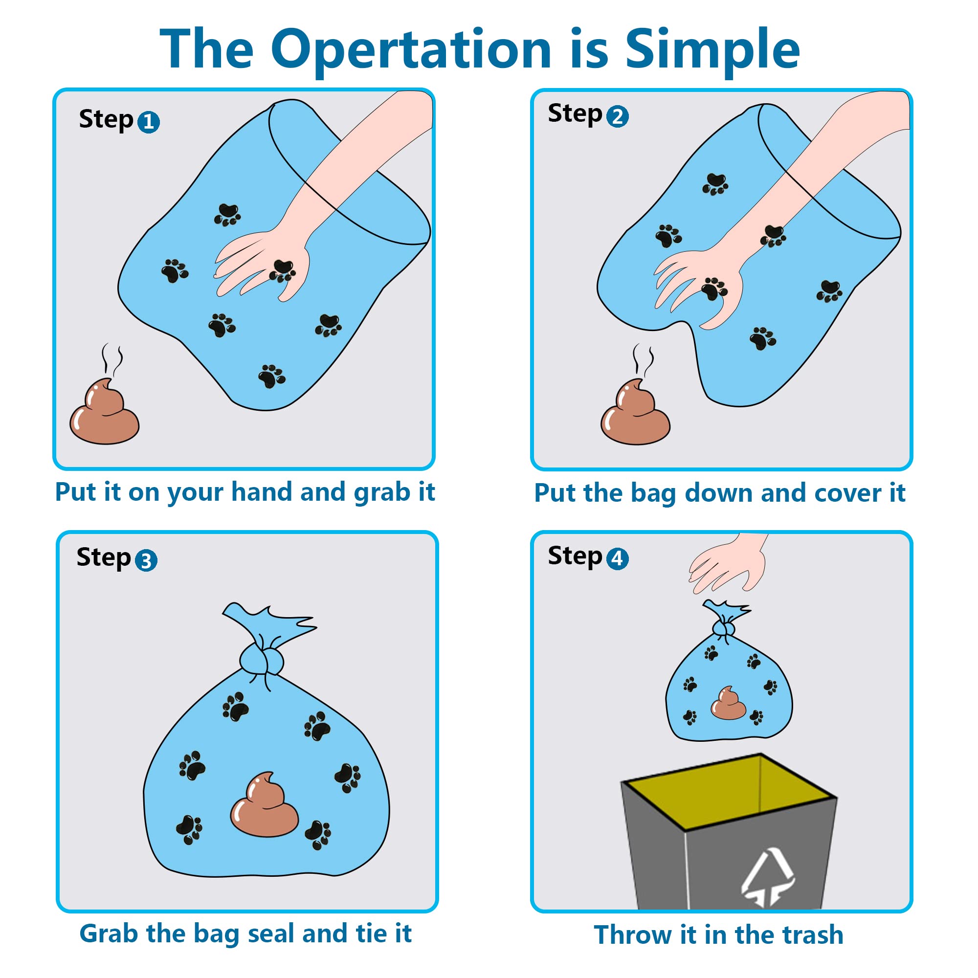 800 Pezzi Sacchetti Cane Cacca, 30x22cm Sacchetti Igienici Per Cani