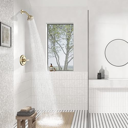 Miniatura 7 de PARLOS 1436708 - Grifo de ducha con válvula, kit de molduras de ducha de un solo mango con cabezal de ducha de limpieza táctil de 5 pulverizaciones,