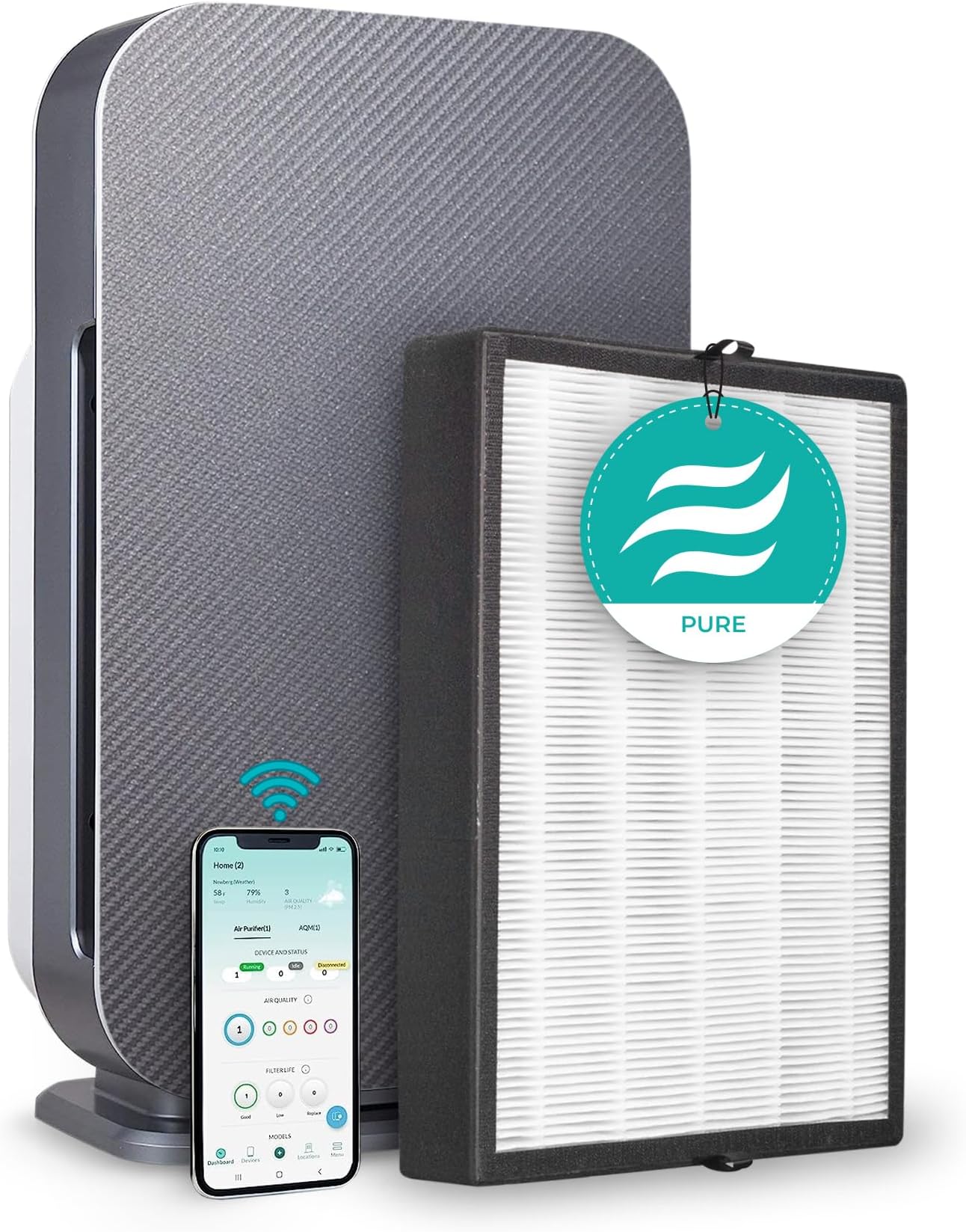 Alen 45i Air Purifier, Quiet Air Flow for Large Rooms, 800 SqFt, Air Cleaner for Allergens, Dust, Mold, Pet Odors with Long Filter Life