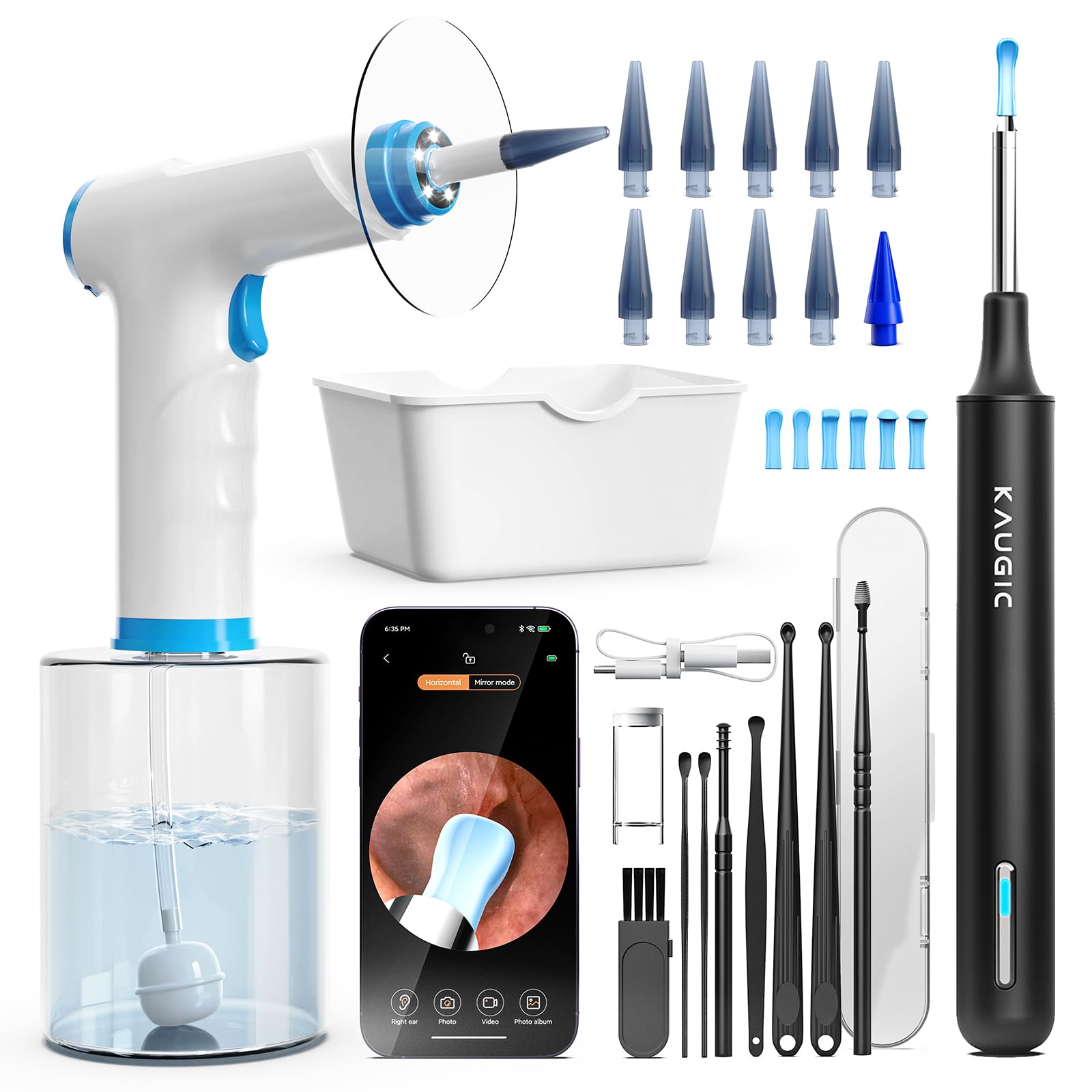 KAUGIC Upgraded Ear Wax Removal with Electric Ear Wax Removal & 1080P Ear Camera
